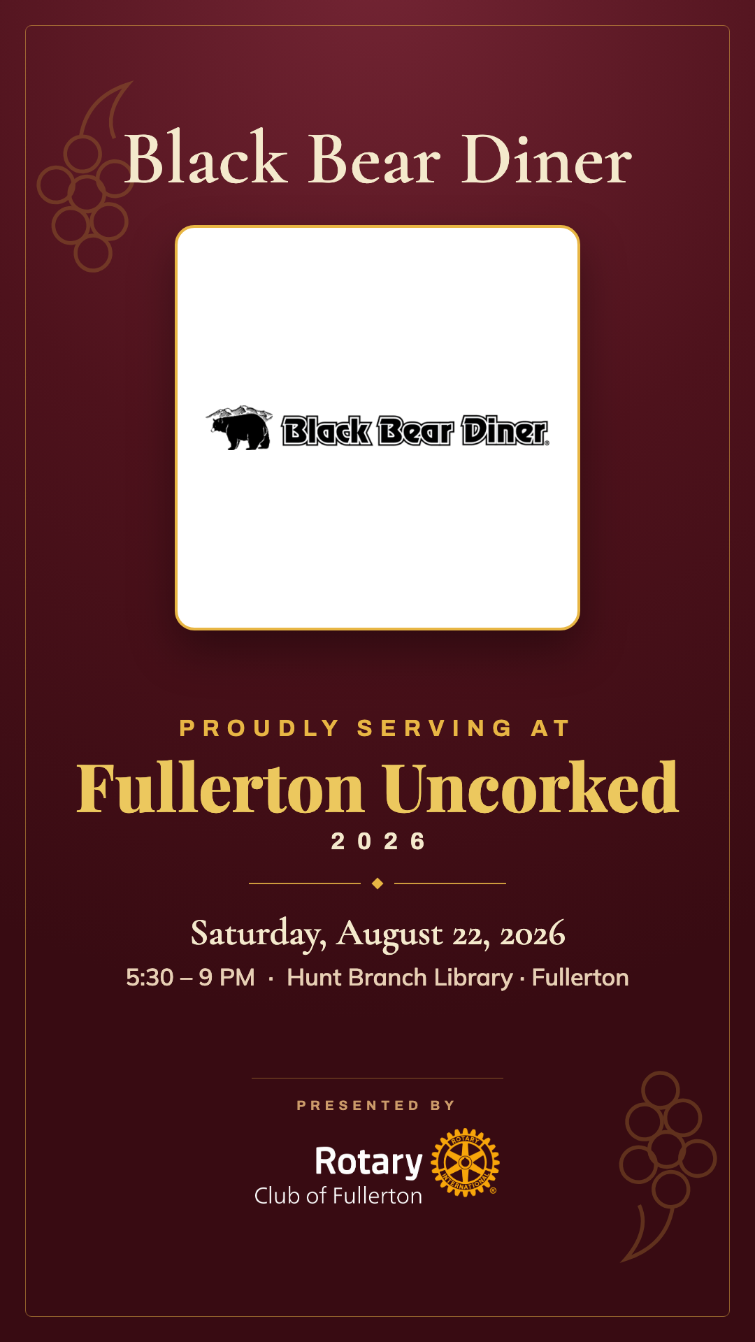 Black Bear Diner story graphic, 1080 by 1920