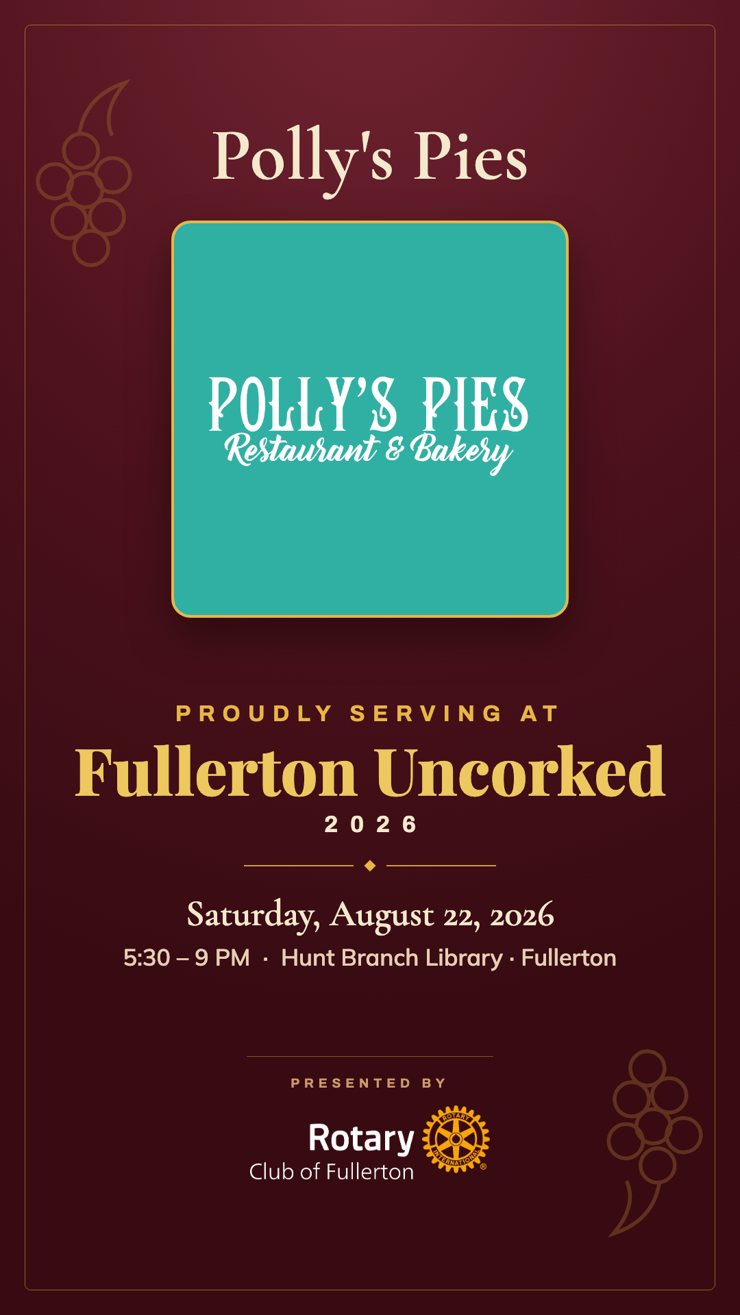 Polly's Pies story graphic, 1080 by 1920