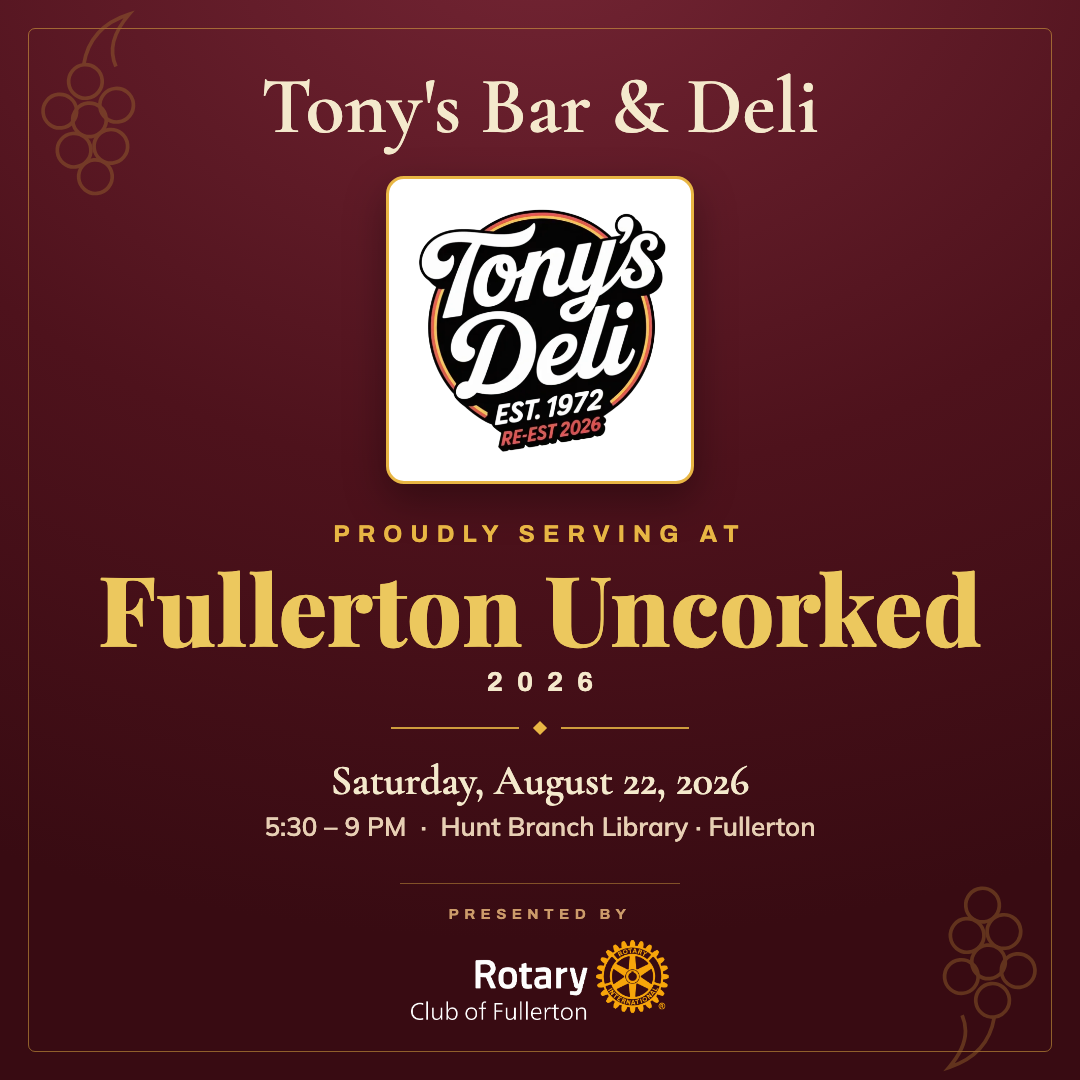 Tony's Bar & Deli — Fullerton Uncorked co-branded graphic
